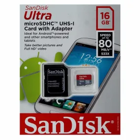 SanDisk Ultra microSDHC (UHS-I Class 10) 16GB Memory Card with Adapter