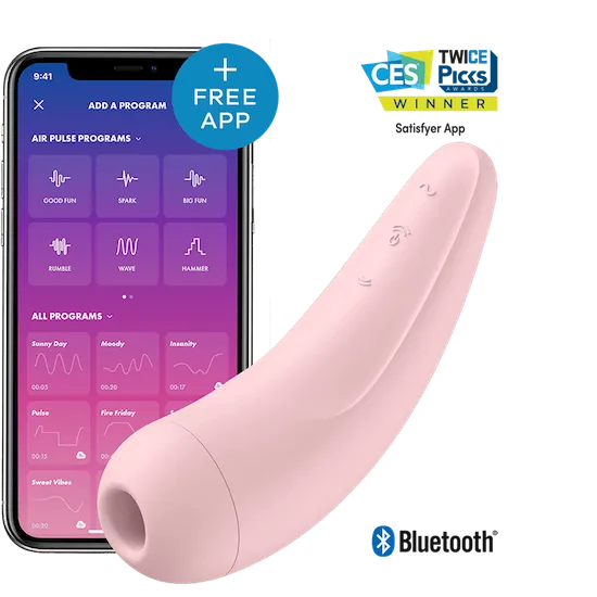 Satisfyer Curvy 2   Bluetooth Clitoral Sucking Vibrator - Pink