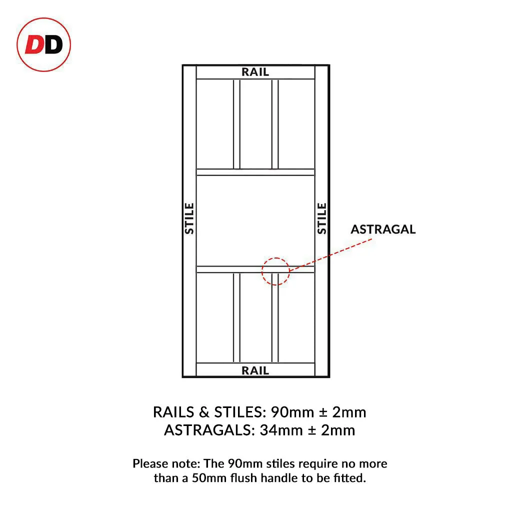 Single Sliding Door & Premium Wall Track - Eco-Urban® Queensland 7 Panel Door DD6424 - 6 Colour Options