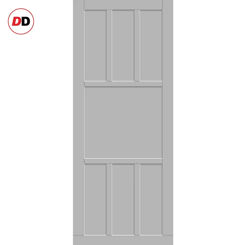 Single Sliding Door & Premium Wall Track - Eco-Urban® Queensland 7 Panel Door DD6424 - 6 Colour Options