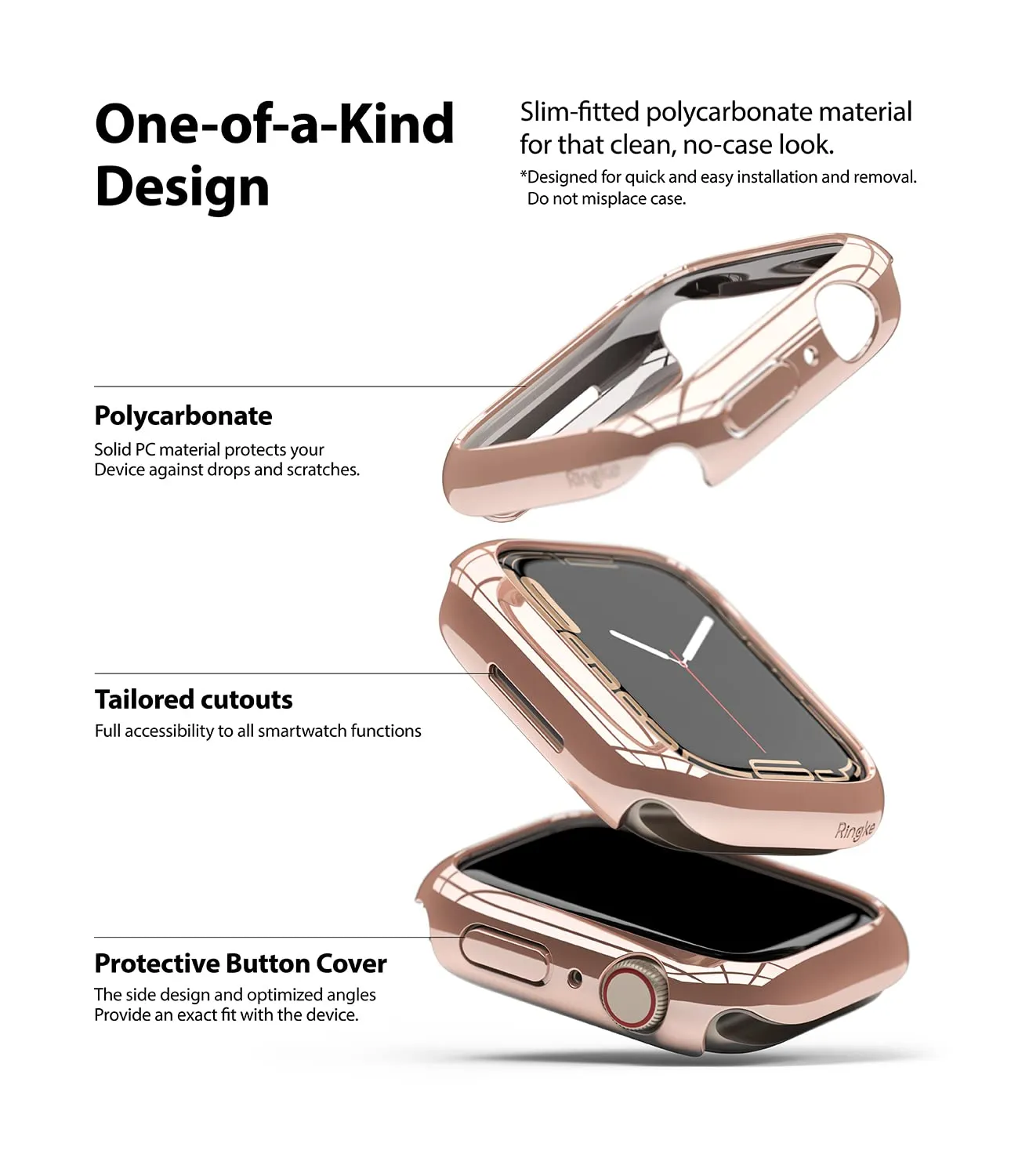 Slim Case Compatible with Apple Watch 7 41mm - Clear & Chrome Rose Gold (2 Pack)