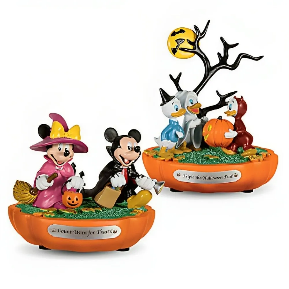 The Bradford Exchange 2-Pack Count Us in for Treats & Triple the Halloween Fun from Disney Spooktacular Halloween Lighted Figurine Collection Issue #1 Handcrafted Hand-painted Characters 3-1/4-inches