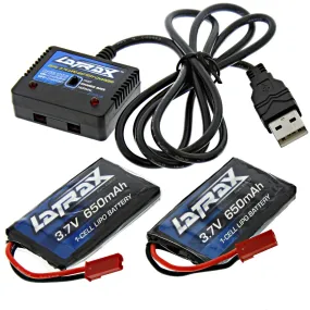 Traxxas LaTrax Alias Quadcopter 3.7v LiPo Batteries & Dual Port USB Charger