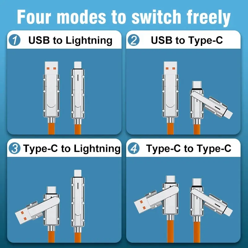 USB charging cable|4 In 1 120W USB Type C to Type C IOS Cable