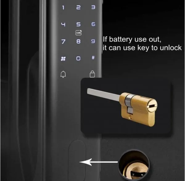 VILA Smart Lock Q7-3 BLK ,With WiFi, Display screen,Keypad Digital,Biometric Fingerprint,IC Card,Mechanical key, Unlock for Apartment Hotel Home Use. COLOR: (BLACK)