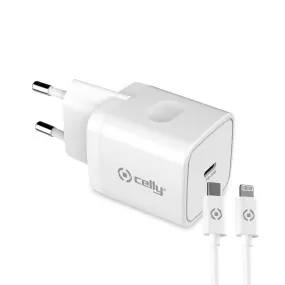 Wall Charger   USB C Cable Celly iPhone White 20 W