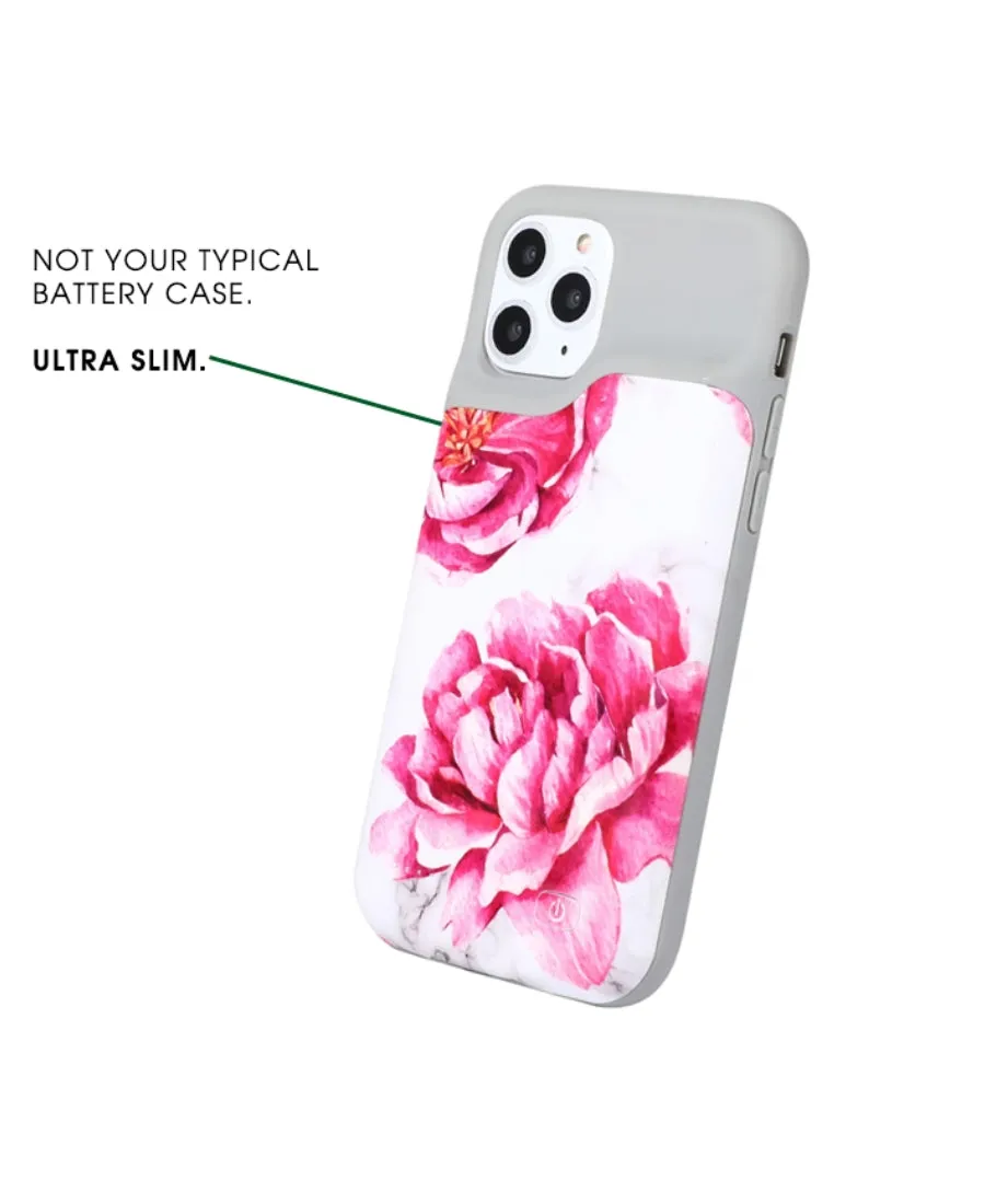 White Marble Floral Ultra Battery Case