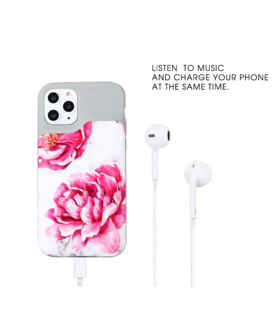 White Marble Floral Ultra Battery Case