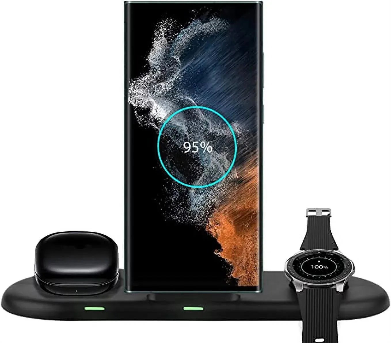 Wireless Charging Station for Samsung, 3 in 1 Wireless Charger for Samsung S24 Ultra/S24 /S24/S23 Ultra/S23 FE/Z Fold5/Z Flip 5/S22/S21, Galaxy Watch 6 Classic/6/5/5 Pro/4/3/1/Active 2 1, Galaxy Buds