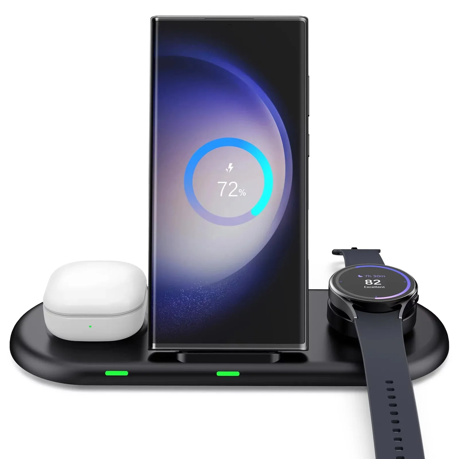 Wireless Charging Station for Samsung, 3 in 1 Wireless Charger for Samsung S24 Ultra/S24 /S24/S23 Ultra/S23 FE/Z Fold5/Z Flip 5/S22/S21, Galaxy Watch 6 Classic/6/5/5 Pro/4/3/1/Active 2 1, Galaxy Buds