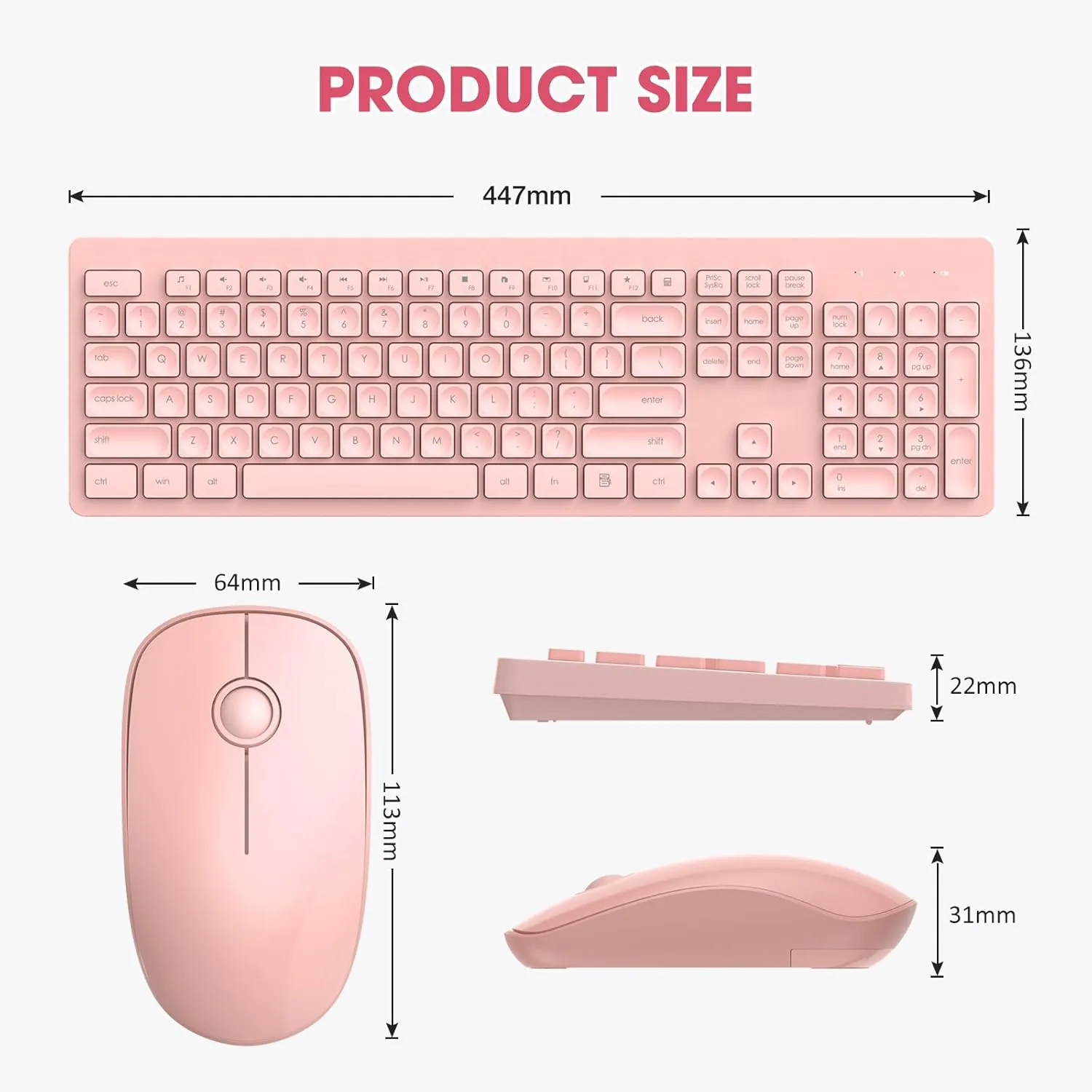 Wireless Keyboard and Mouse, 2.4GHz Silent Keyboard and Mouse Wireless, Ultra-Slim USB Keyboard, Keyboard Mouse Combo for PC Laptop Windows XP/7/8/10, Vista, Mac